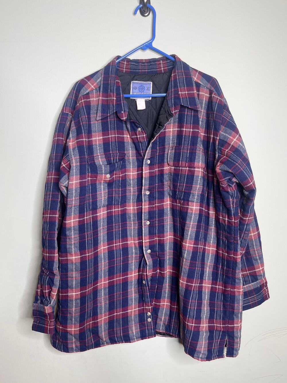 Vintage American Hero Plaid Lined Flannel Button Up XXL